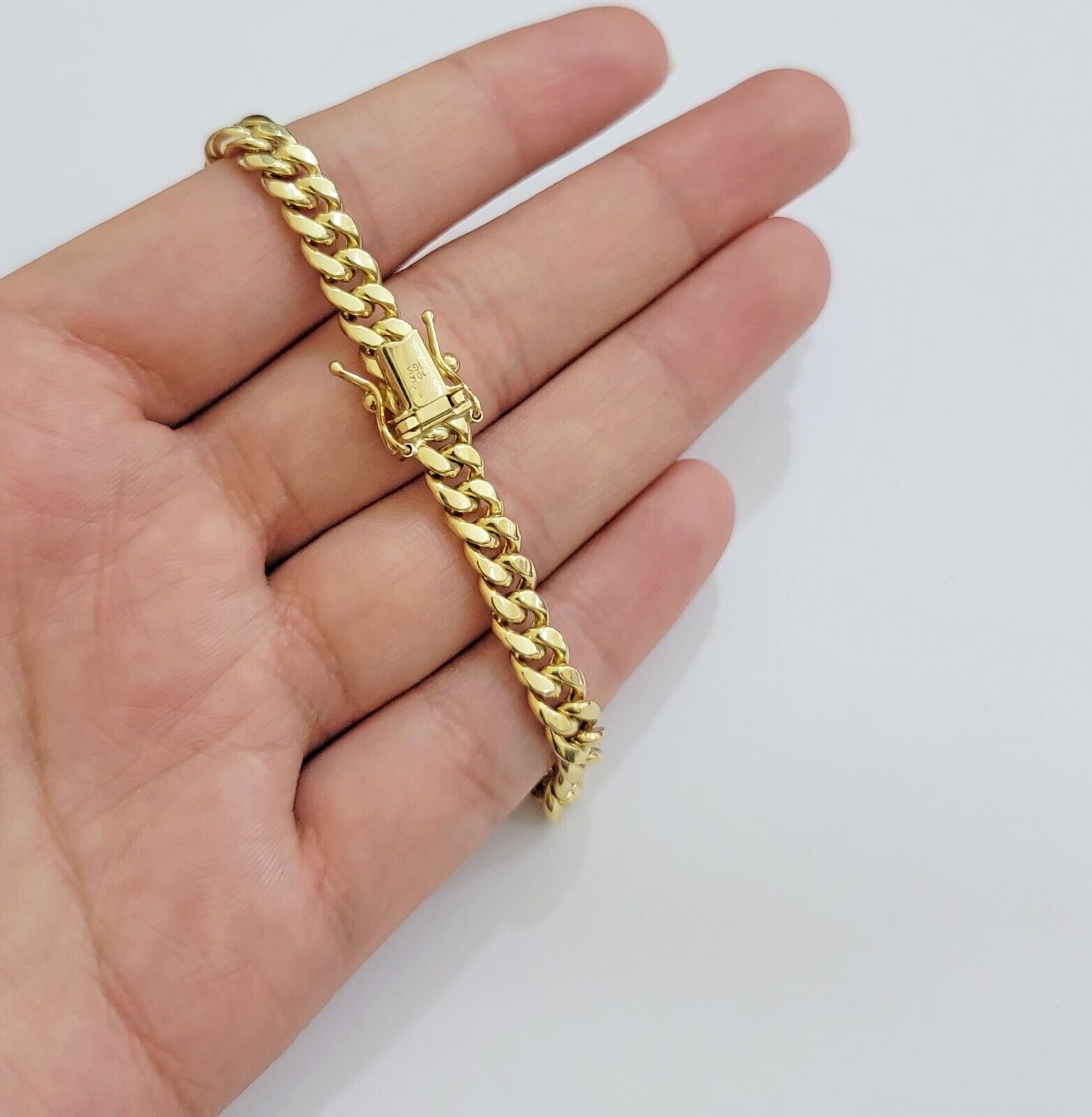 Real 10k Yellow Gold Bracelet Miami Cuban Link 8 Inch 7mm For Men & Women 10 KT - Reva Jeweler