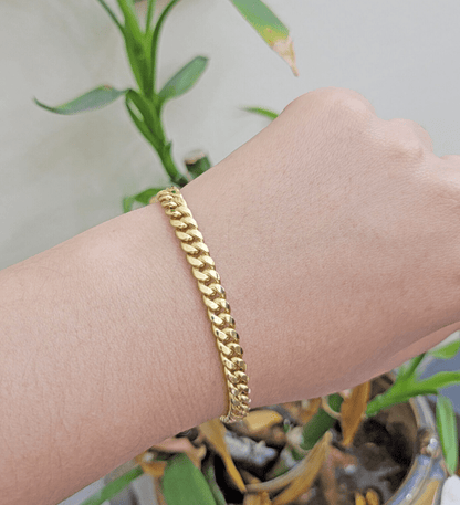 Real 10k Yellow Gold Bracelet Miami Cuban Link 8 Inch 7mm For Men & Women 10 KT - Reva Jeweler