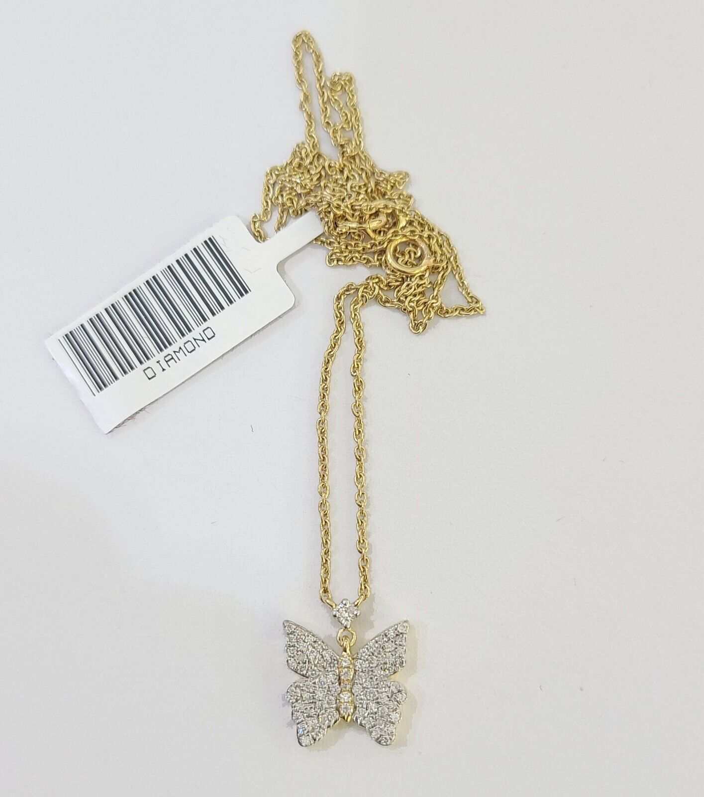 Real 10k Yellow Gold Butterfly Pendant Chain Necklace Set Women - Reva Jeweler