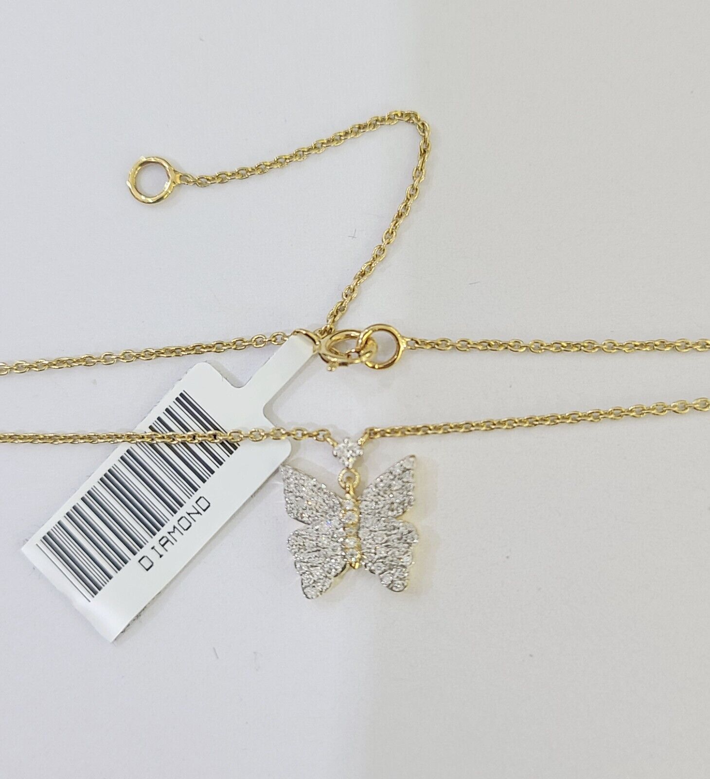 Real 10k Yellow Gold Butterfly Pendant Chain Necklace Set Women - Reva Jeweler