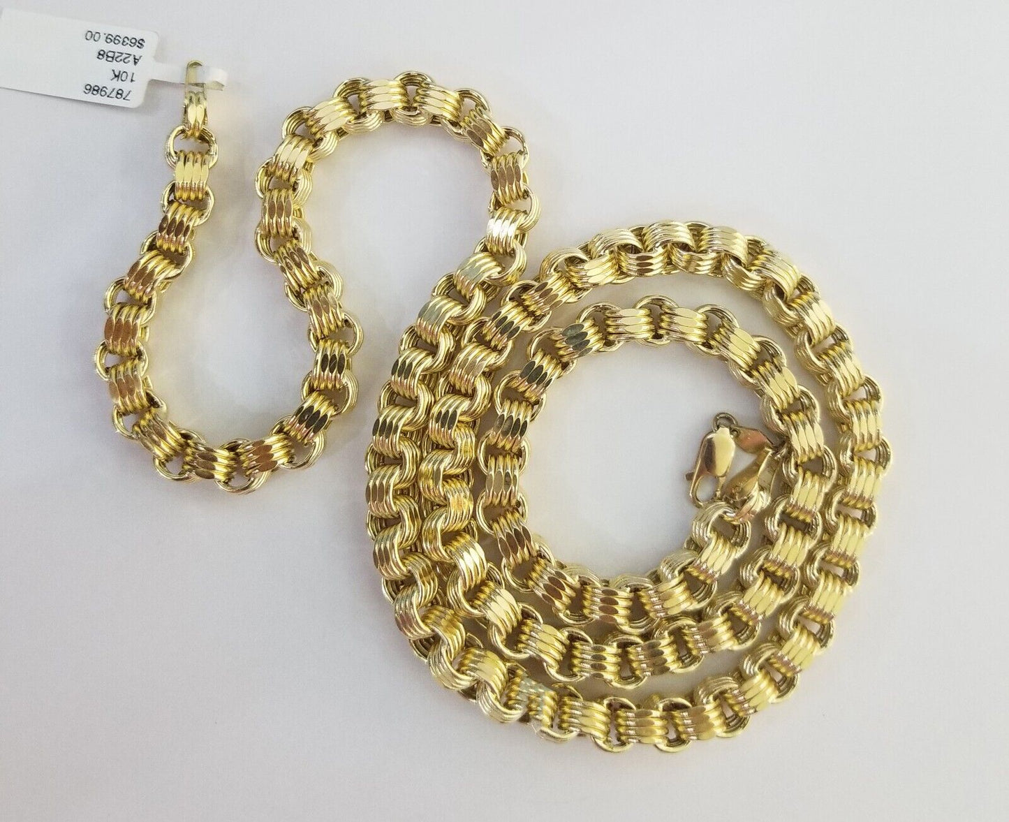 REAL 10k Yellow Gold Byzantine Chain Men's Necklace 6.5mm 24 Inch, 10kt gold - Reva Jeweler
