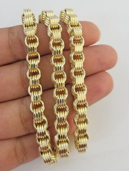 REAL 10k Yellow Gold Byzantine Chain Men's Necklace 6.5mm 24 Inch, 10kt gold - Reva Jeweler