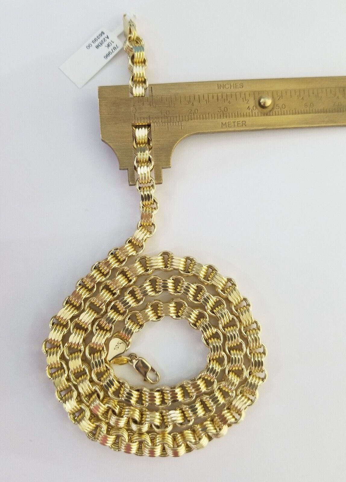 REAL 10k Yellow Gold Byzantine Chain Men's Necklace 6.5mm 24 Inch, 10kt gold - Reva Jeweler