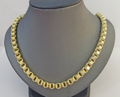 REAL 10k Yellow Gold Byzantine Chain Men's Necklace 6.5mm 24 Inch, 10kt gold - Reva Jeweler