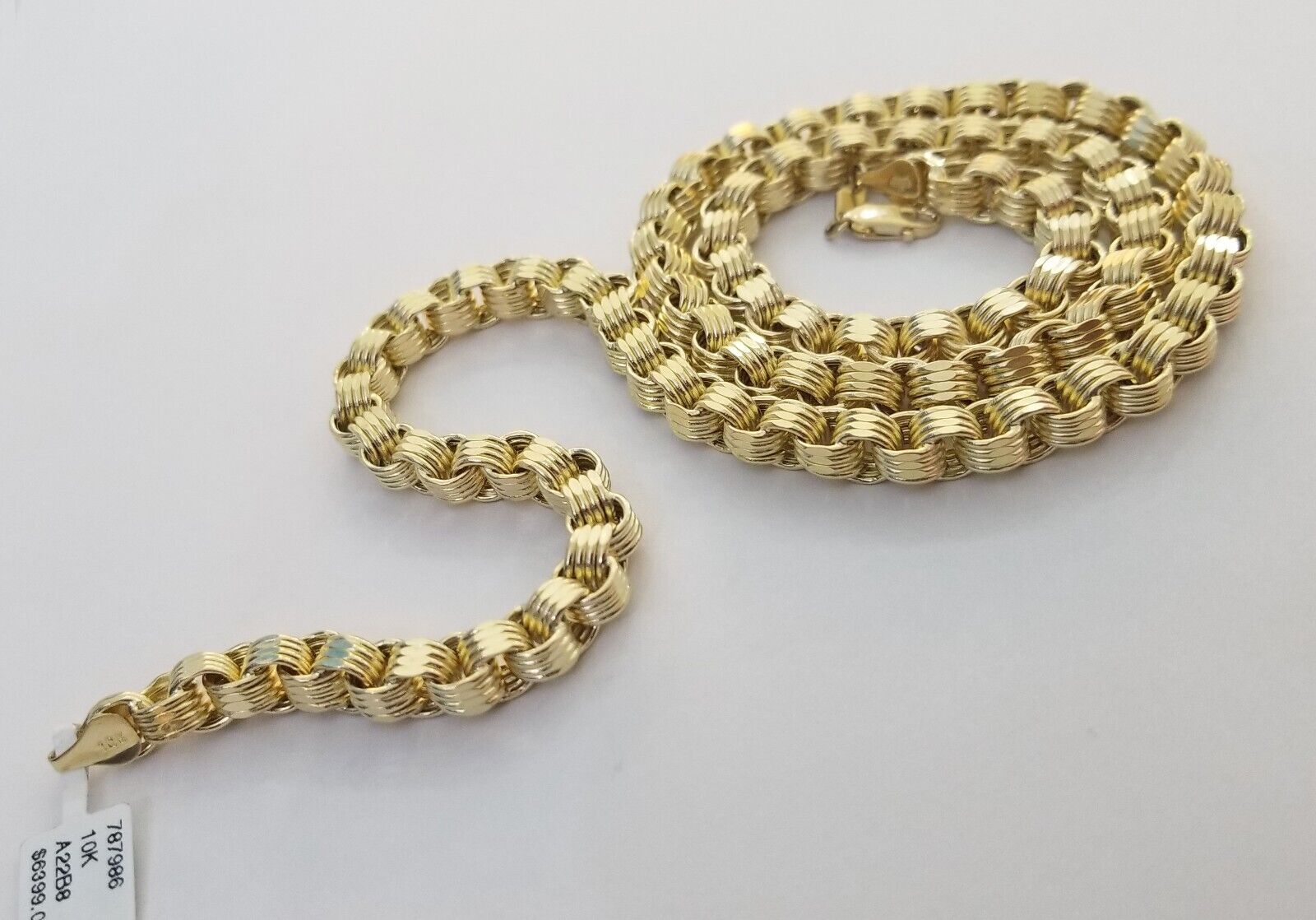 REAL 10k Yellow Gold Byzantine Chain Men's Necklace 6.5mm 24 Inch, 10kt gold - Reva Jeweler