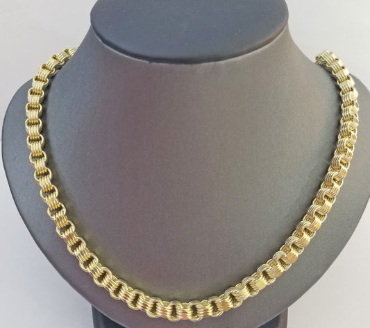 REAL 10k Yellow Gold Byzantine Chain Men's Necklace 6.5mm 24 Inch, 10kt gold - Reva Jeweler
