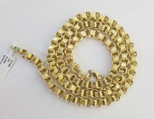 REAL 10k Yellow Gold Byzantine Chain Men's Necklace 6.5mm 24 Inch, 10kt gold - Reva Jeweler