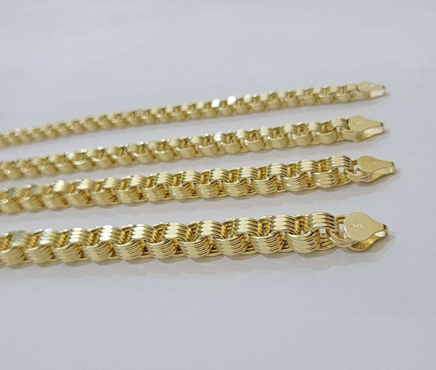 Real 10k Yellow Gold Byzantine Chain Necklace 20 inch - 30" Men 4mm 5mm 6mm 7mm - Reva Jeweler