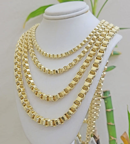 Real 10k Yellow Gold Byzantine Chain Necklace 20 inch - 30" Men 4mm 5mm 6mm 7mm - Reva Jeweler