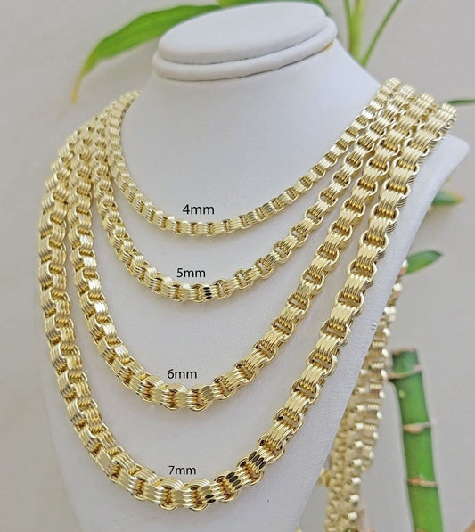 Real 10k Yellow Gold Byzantine Chain Necklace 20 inch - 30" Men 4mm 5mm 6mm 7mm - Reva Jeweler