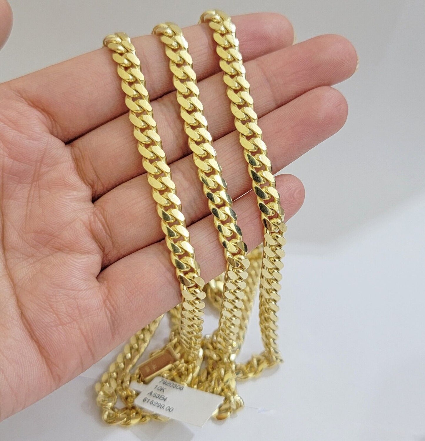 Real 10k Yellow Gold Chain 22 Inch 6mm Miami Cuban Link SOLID 10kt Strong Link - Reva Jeweler