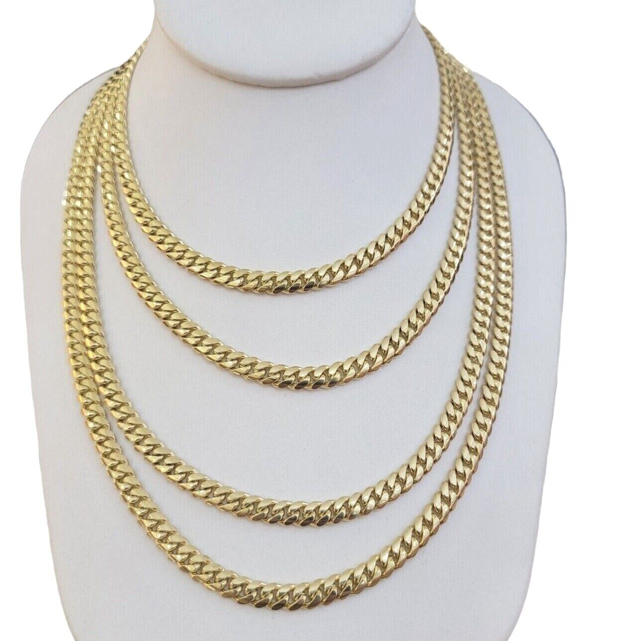 Real 10k Yellow Gold Chain 22 Inch 6mm Miami Cuban Link SOLID 10kt Strong Link - Reva Jeweler
