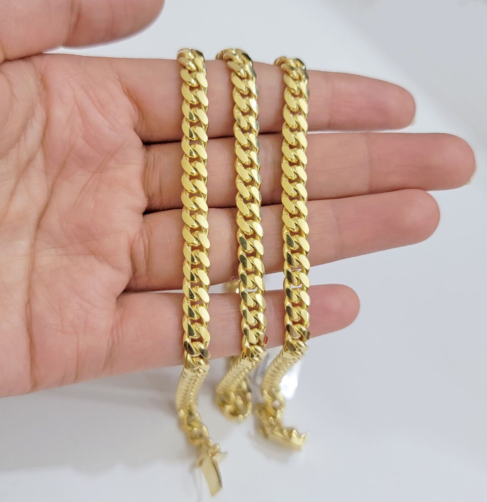 Real 10k Yellow Gold Chain 22 Inch 6mm Miami Cuban Link SOLID 10kt Strong Link - Reva Jeweler