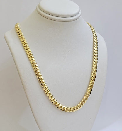 Real 10k Yellow Gold Chain 24 Inch 6mm Miami Cuban Link SOLID 10kt Strong Link - Reva Jeweler