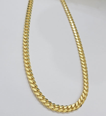 Real 10k Yellow Gold Chain 24 Inch 6mm Miami Cuban Link SOLID 10kt Strong Link - Reva Jeweler