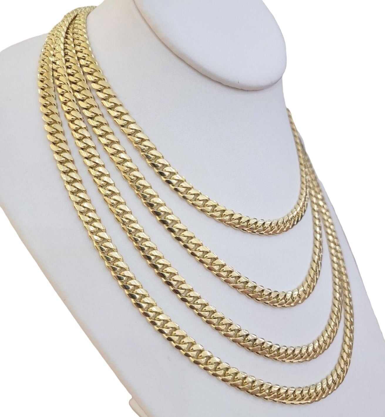 Real 10k Yellow Gold Chain 24 Inch 6mm Miami Cuban Link SOLID 10kt Strong Link - Reva Jeweler