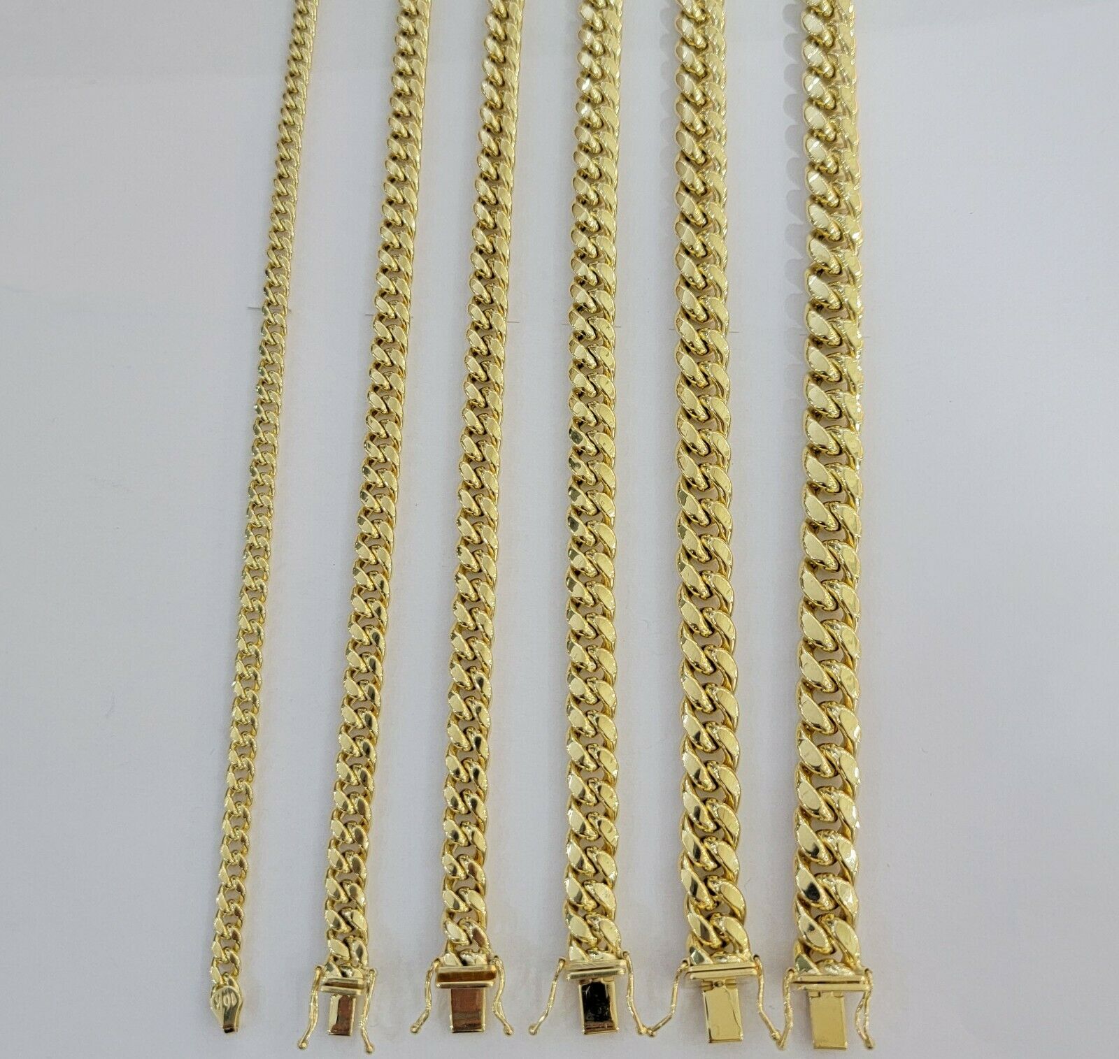 Real 10k Yellow Gold chain Bracelet 5mm - 10mm Miami Cuban Link Necklace 8" - 30" - Reva Jeweler