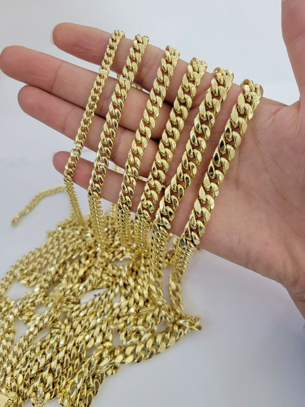 Real 10k Yellow Gold chain Bracelet 5mm - 10mm Miami Cuban Link Necklace 8" - 30" - Reva Jeweler