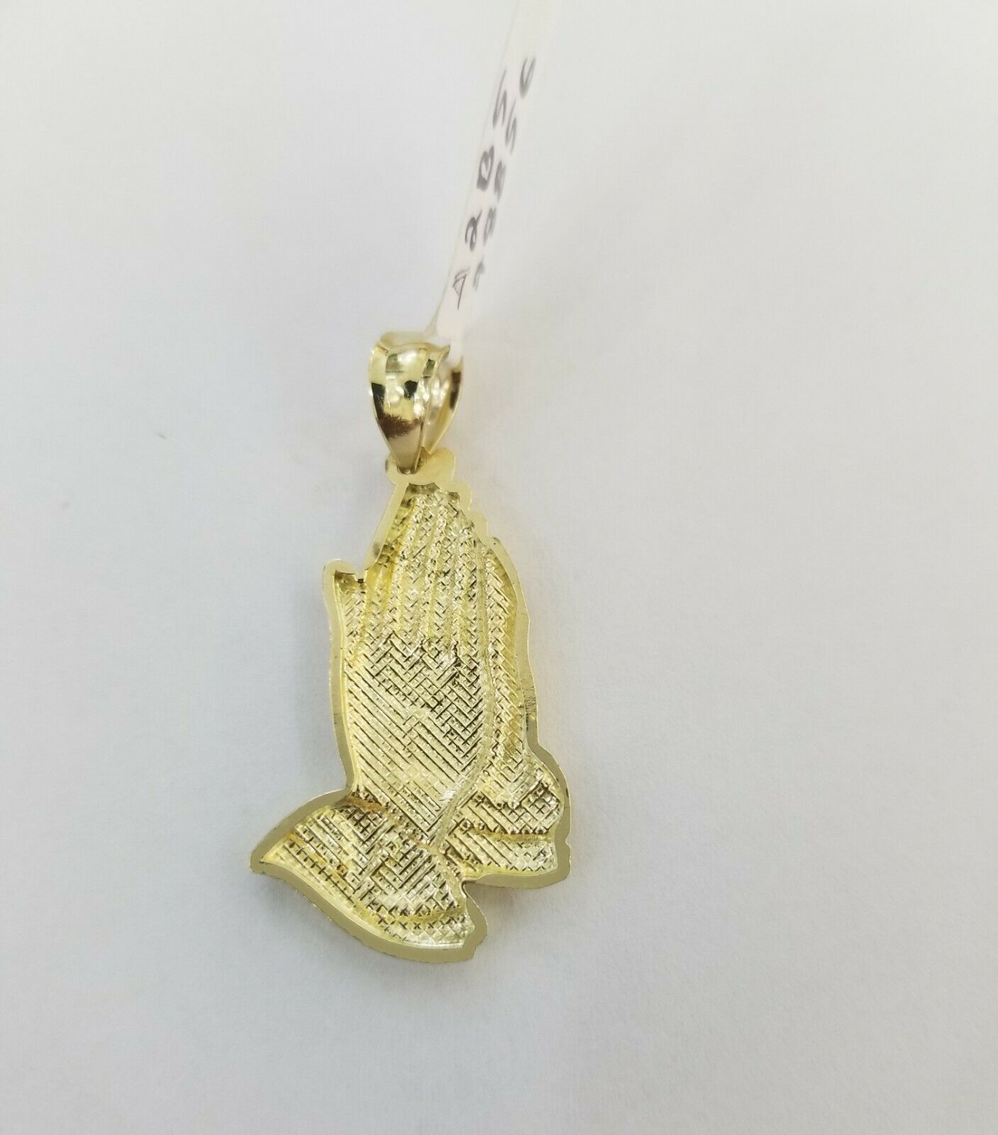 Real 10k Yellow Gold Chain & Charm Praying hand pendant , 26" 3mm Rope Necklace - Reva Jeweler