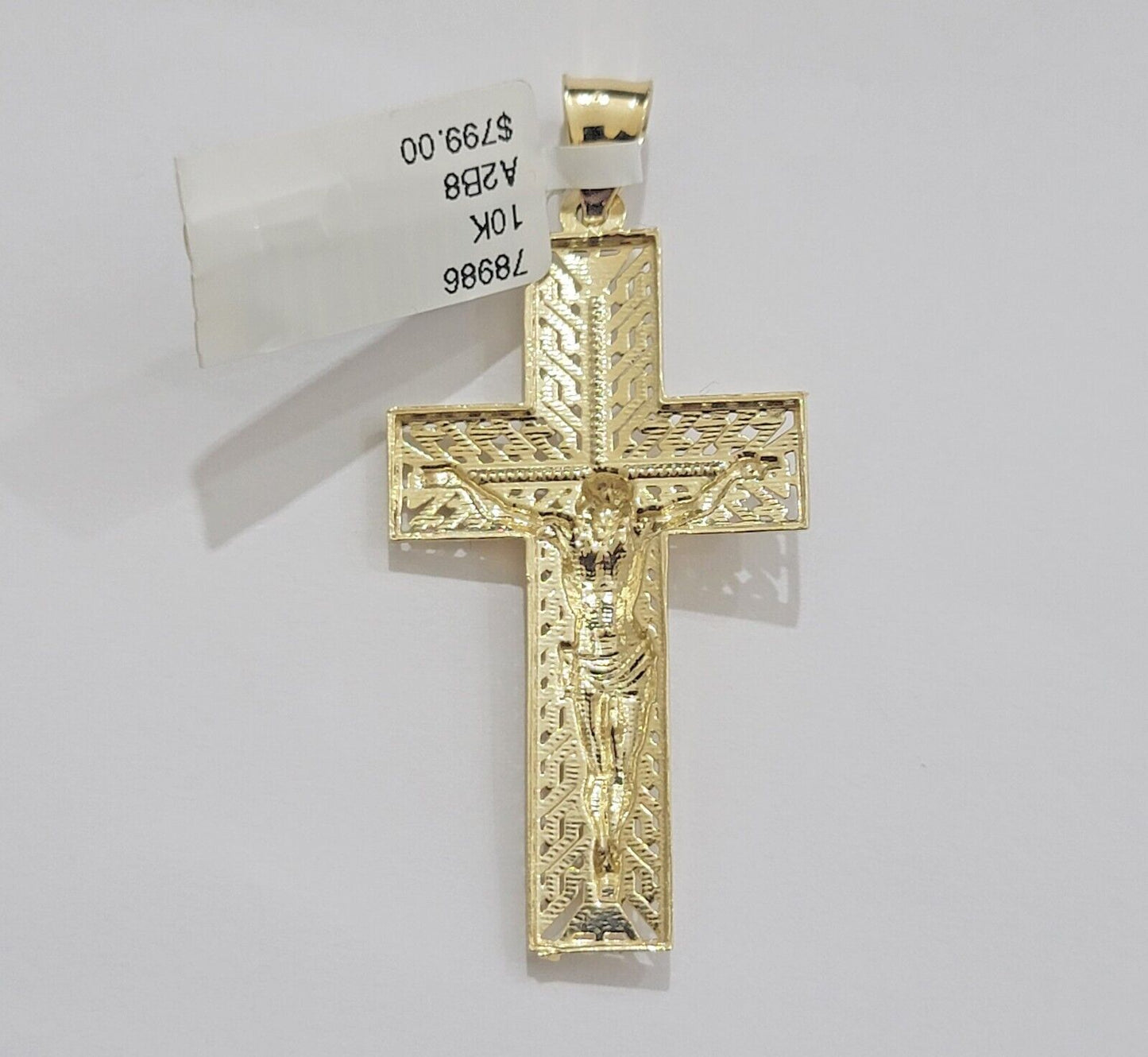 REAL 10k Yellow Gold Chain Cross Pendant Set Miami Cuban link Necklace 5mm 18 - 28 - Reva Jeweler