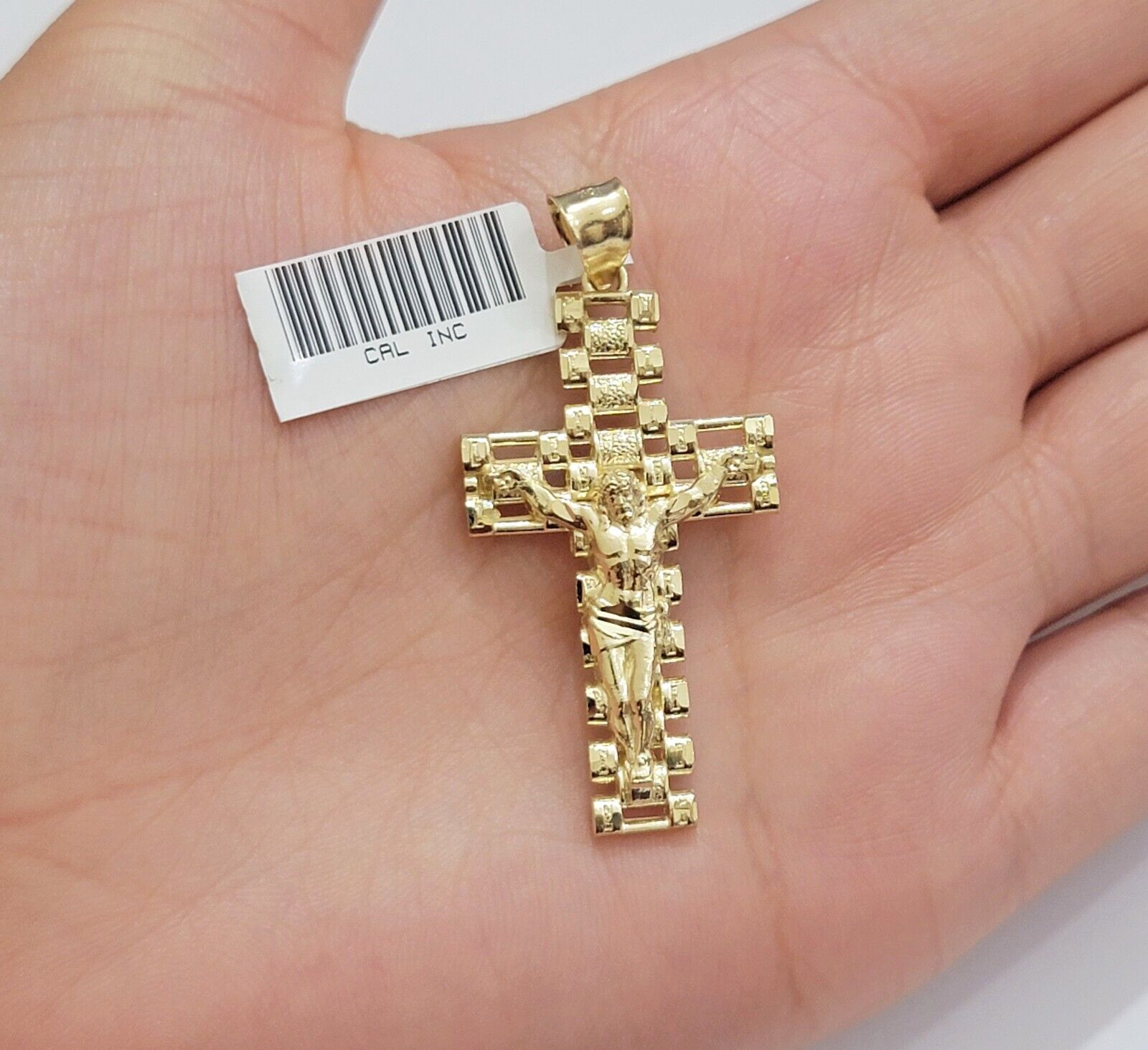 REAL 10k Yellow Gold Chain Cross Pendant Set Miami Cuban link Necklace 5mm 18 - 28 - Reva Jeweler
