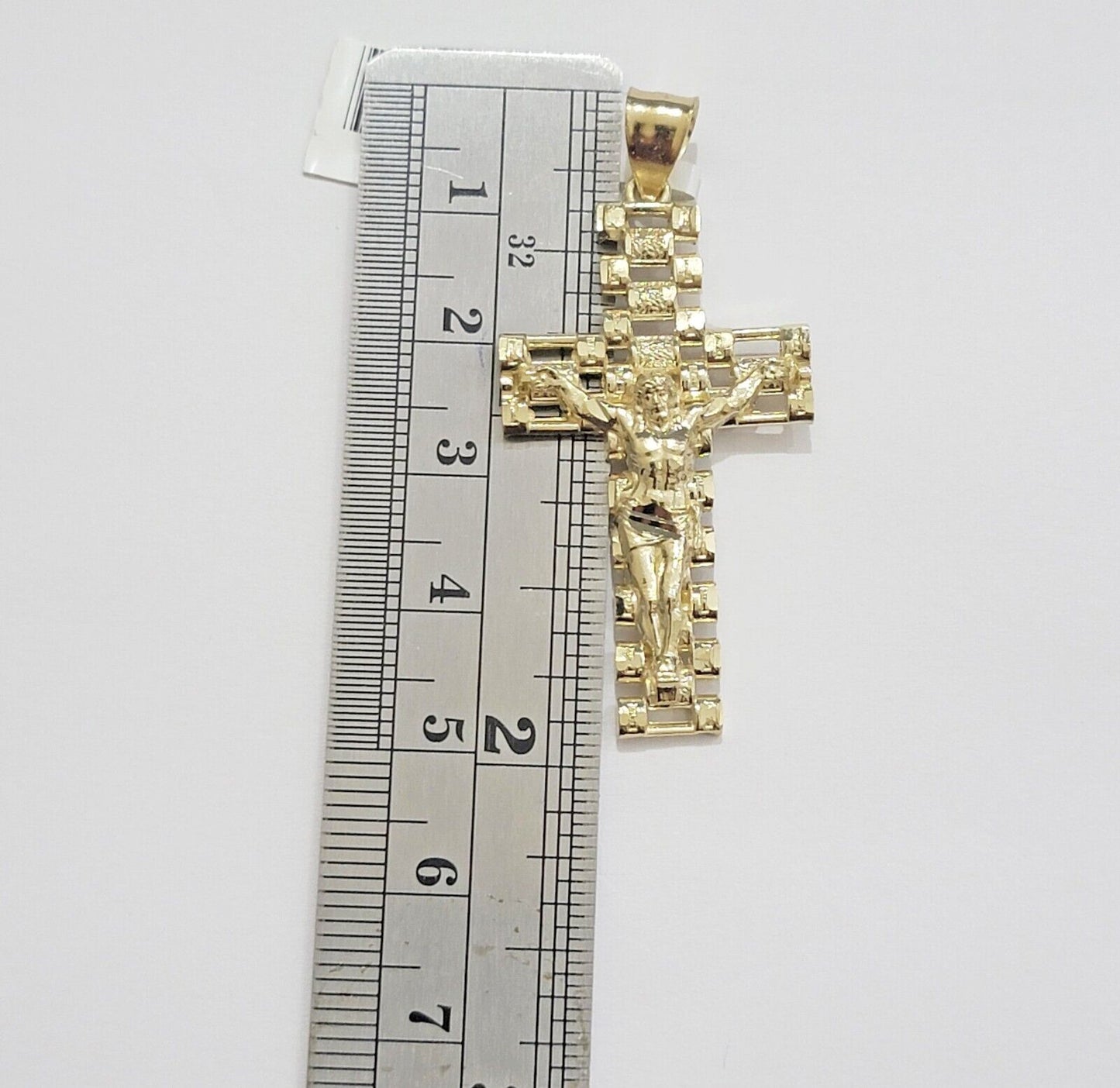 REAL 10k Yellow Gold Chain Cross Pendant Set Miami Cuban link Necklace 5mm 18 - 28 - Reva Jeweler