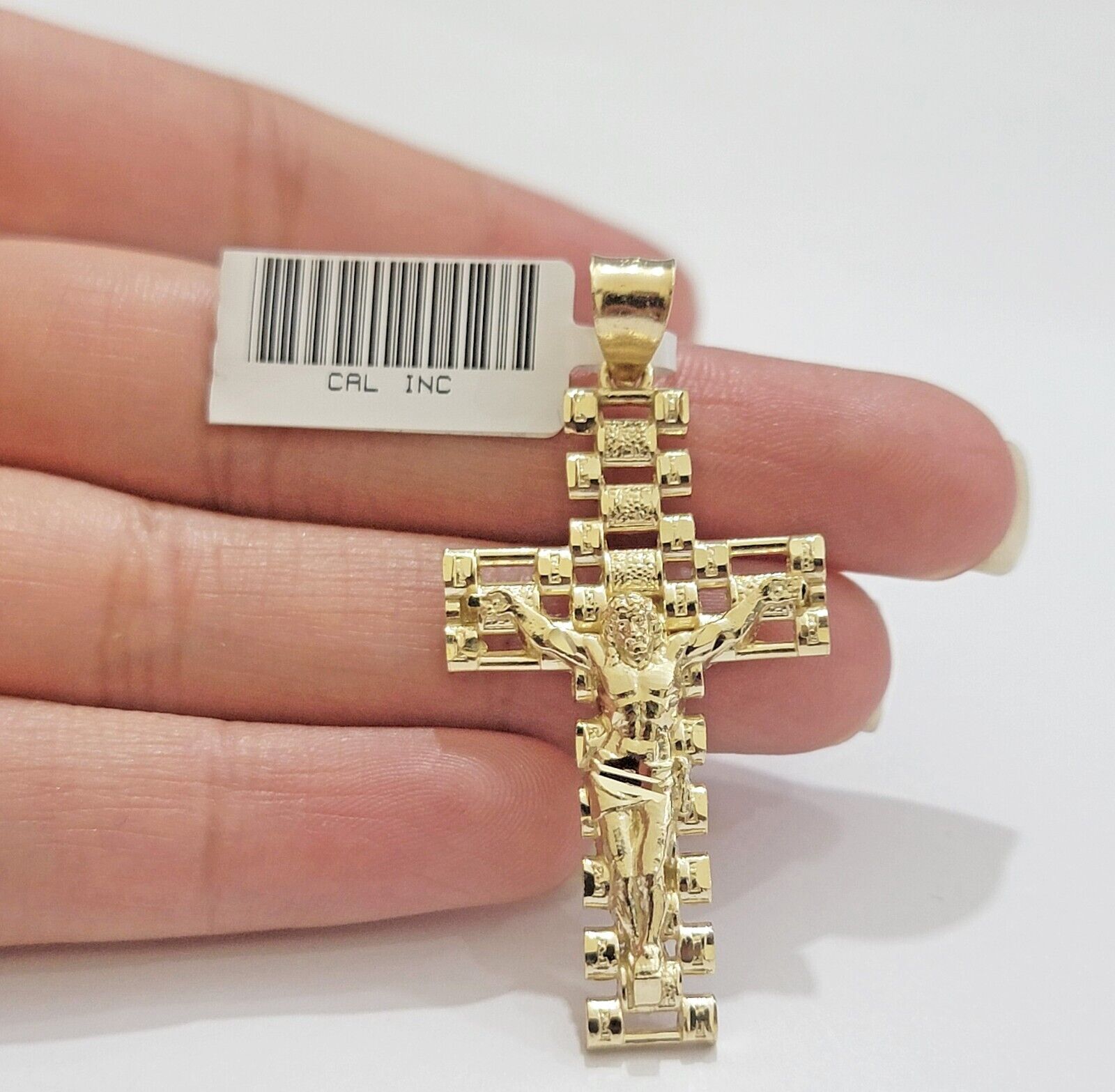 REAL 10k Yellow Gold Chain Cross Pendant Set Miami Cuban link Necklace 5mm 18 - 28 - Reva Jeweler