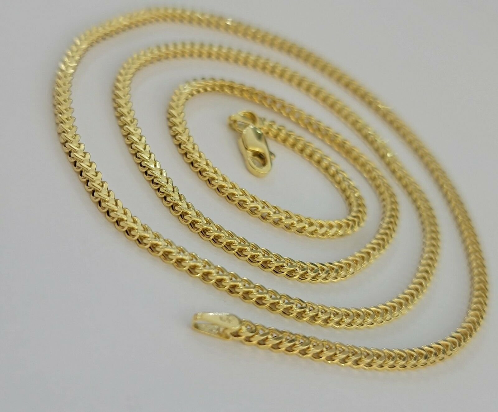 Real 10k Yellow Gold chain Franco 16 - 26" Necklace 2.5mm STRONG CHAIN For Pendant - Reva Jeweler