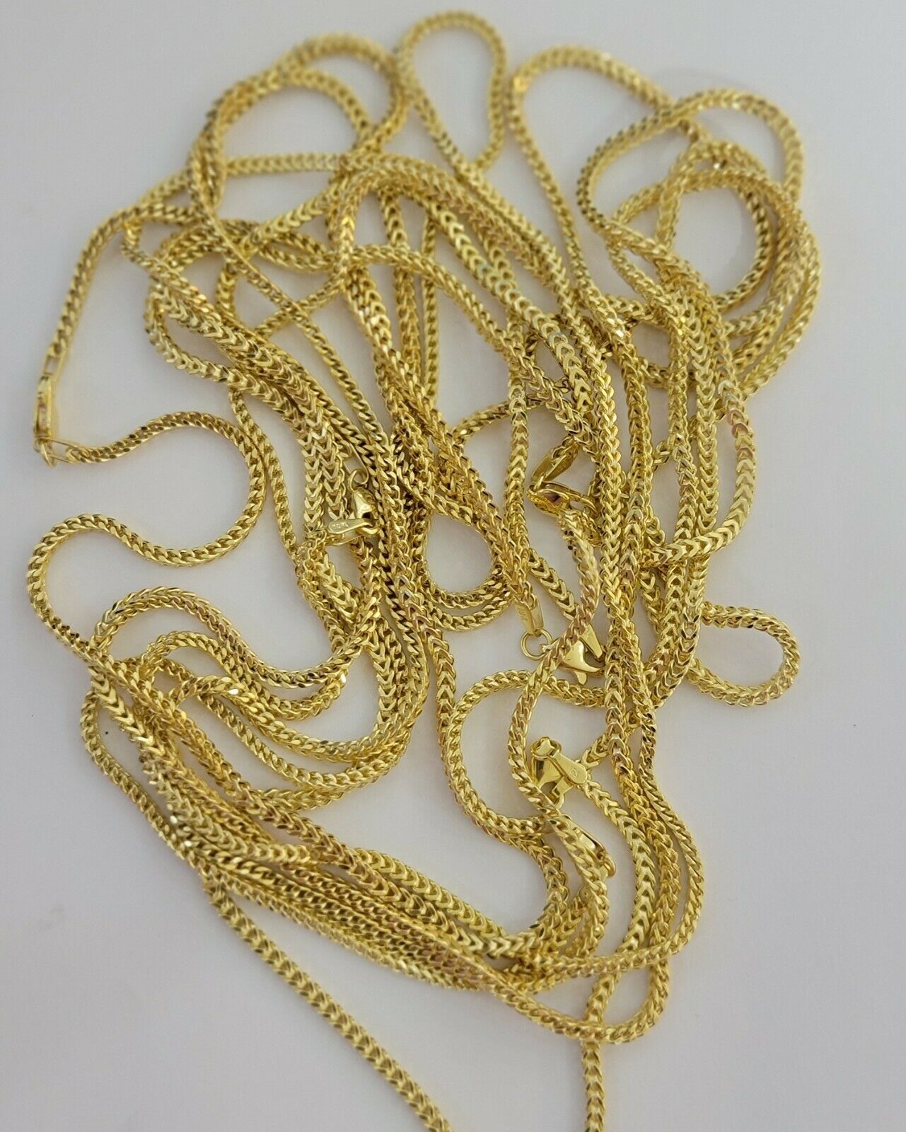 Real 10k Yellow Gold chain Franco 16 - 26" Necklace 2.5mm STRONG CHAIN For Pendant - Reva Jeweler