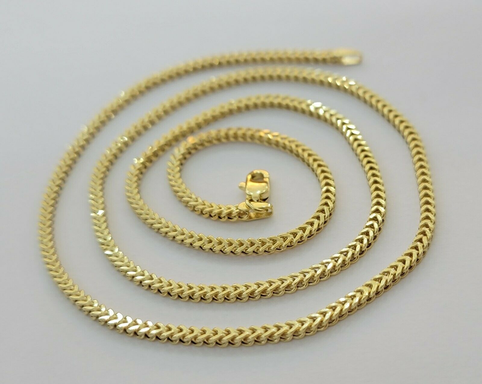Real 10k Yellow Gold chain Franco 16 - 26" Necklace 2.5mm STRONG CHAIN For Pendant - Reva Jeweler