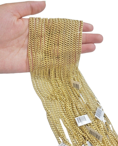 Real 10k Yellow Gold chain Miami Cuban Link 4mm 16 - 26" Necklace For Pendant 10kt - Reva Jeweler