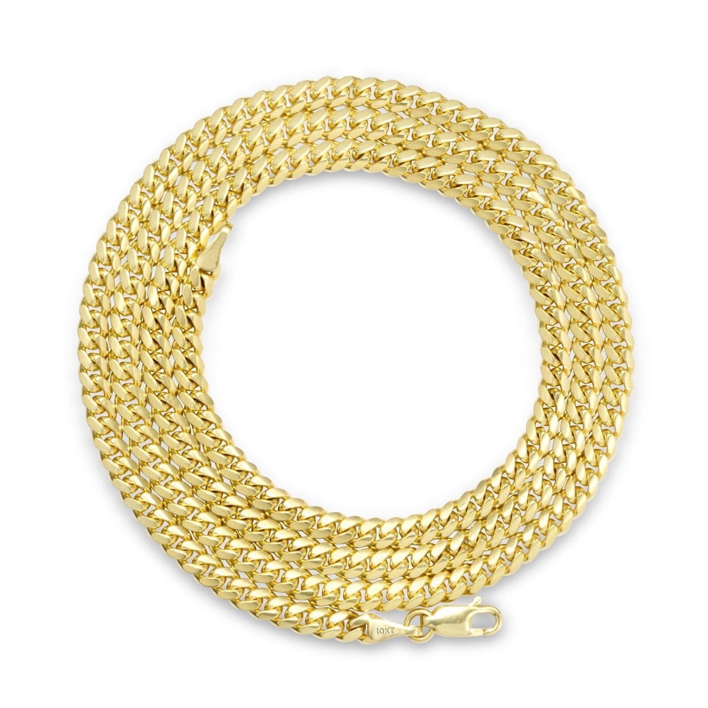 Real 10k Yellow Gold chain Miami Cuban Link 4mm 16 - 26" Necklace For Pendant 10kt - Reva Jeweler