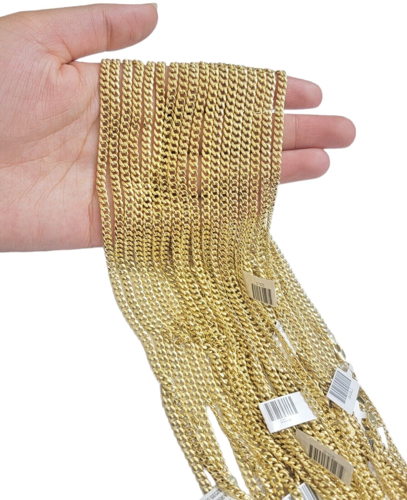 Real 10k Yellow Gold chain Miami Cuban Link 4mm STRONG Necklace For Pendant 10kt - Reva Jeweler