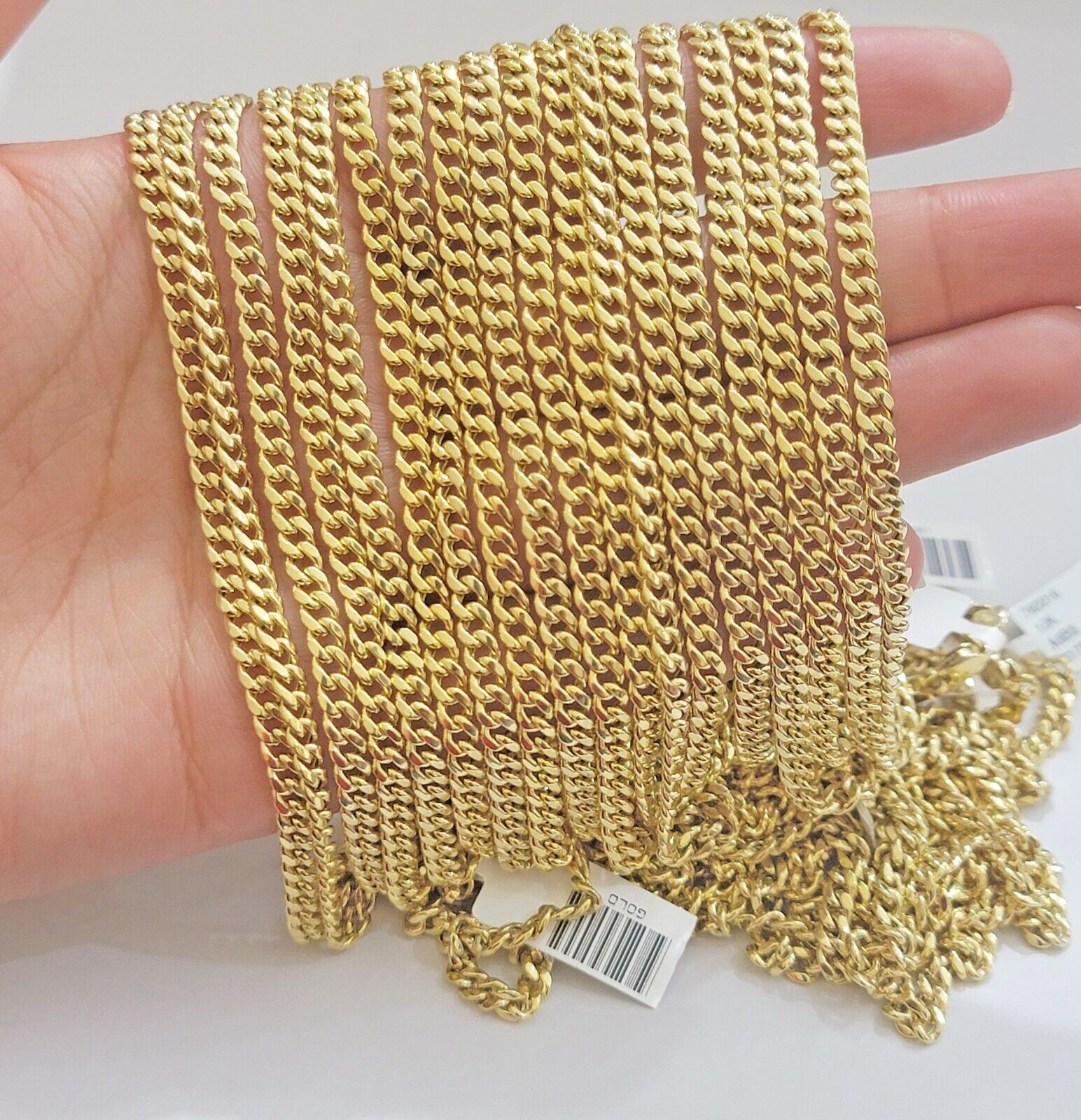 Real 10k Yellow Gold chain Miami Cuban Link 4mm STRONG Necklace For Pendant 10kt - Reva Jeweler