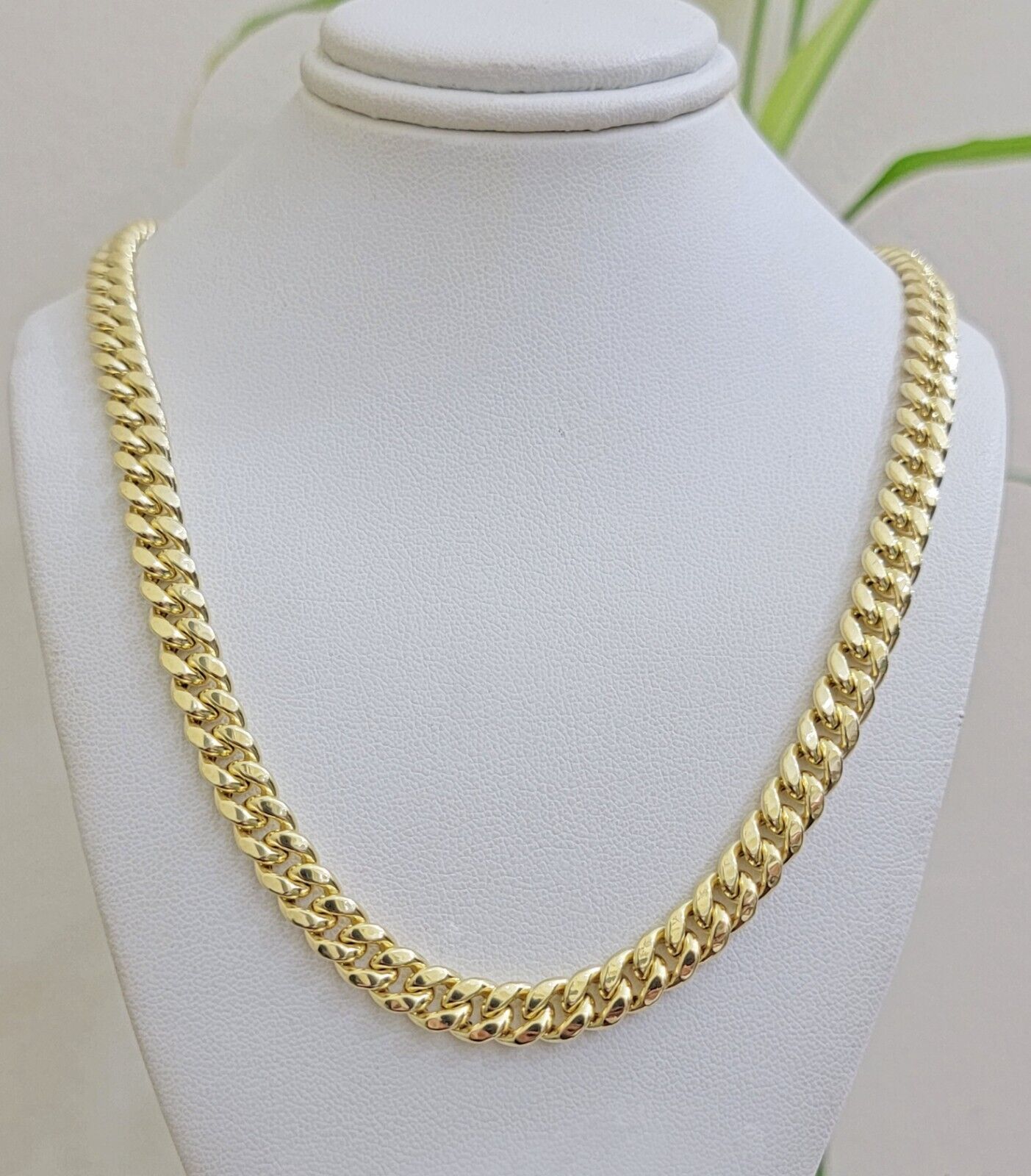 Real 10k Yellow Gold Chain Necklace 7mm Miami Cuban Link 20 inch Men Women 10KT - Reva Jeweler