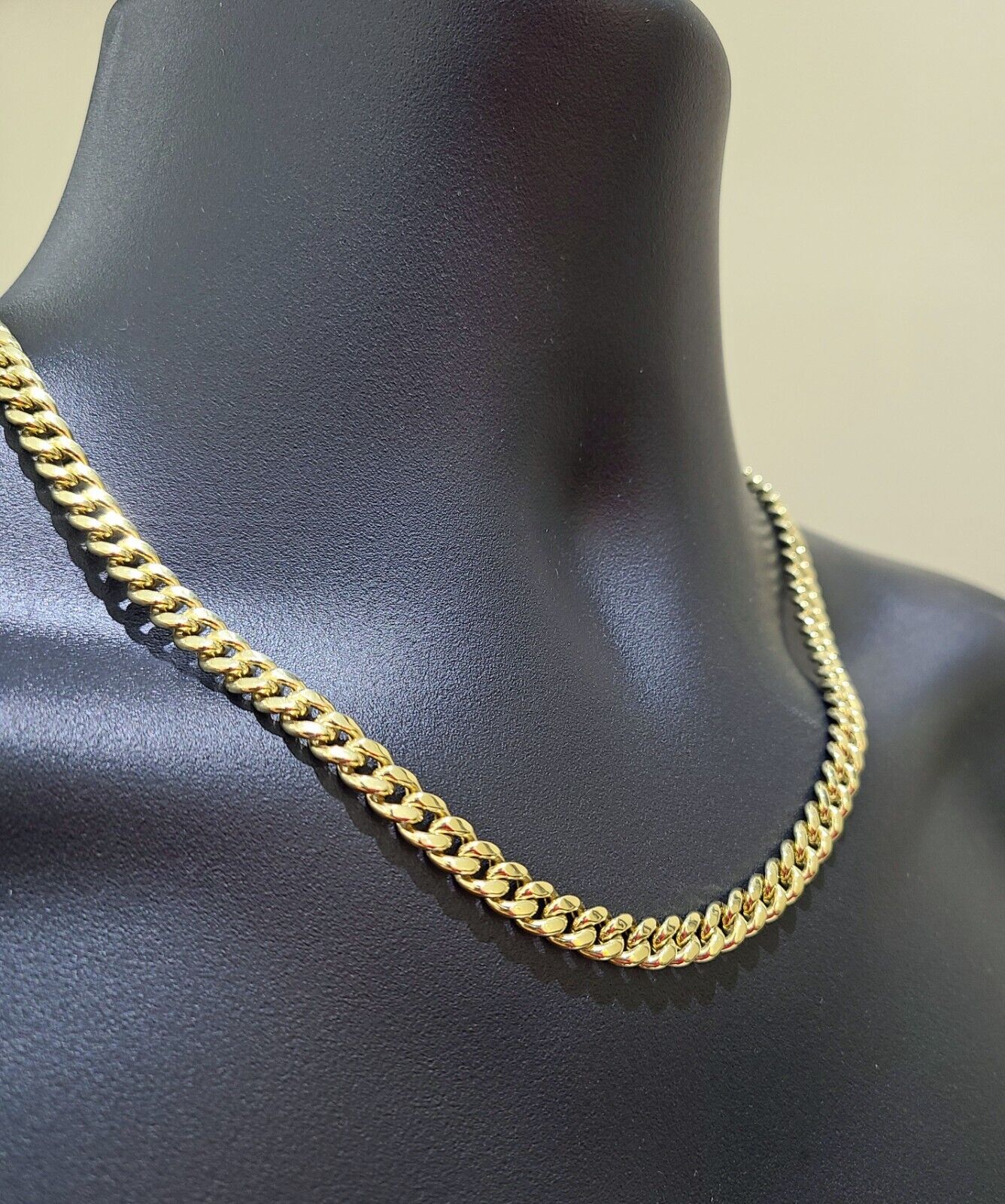 Real 10k Yellow Gold Chain Necklace 7mm Miami Cuban Link 20 inch Men Women 10KT - Reva Jeweler