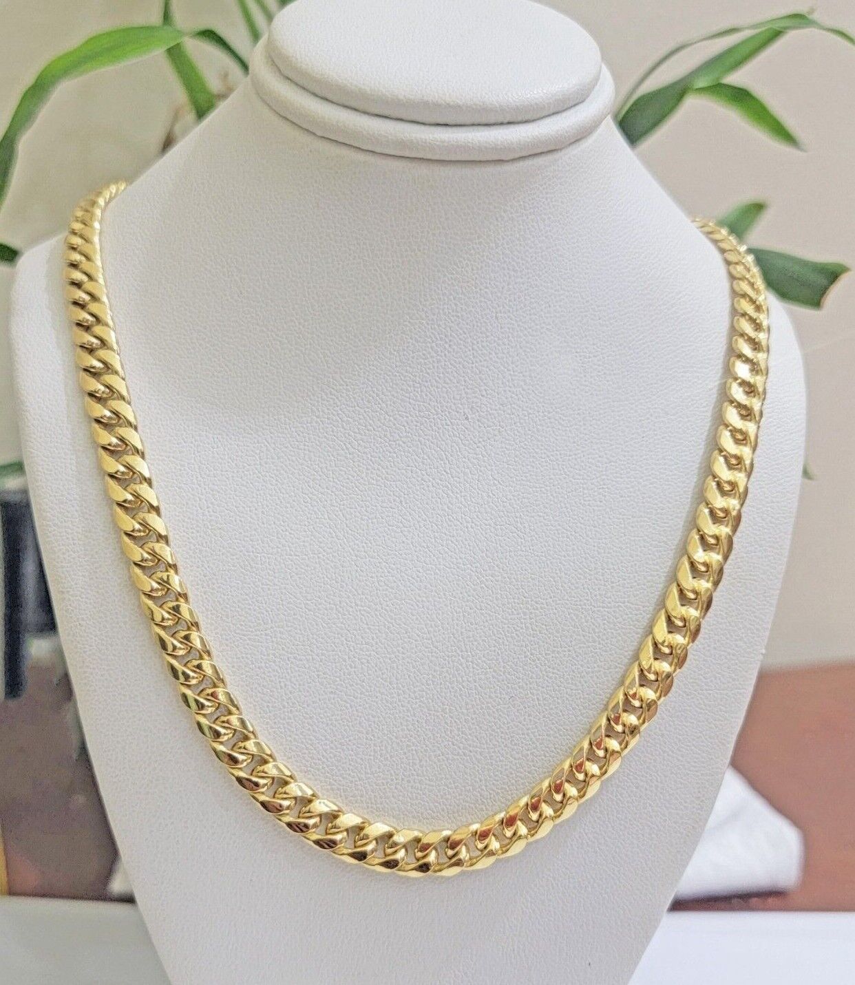 Real 10k Yellow Gold Chain necklace Miami Cuban Link 7mm 20" 22" 24 Inch 10KT - Reva Jeweler
