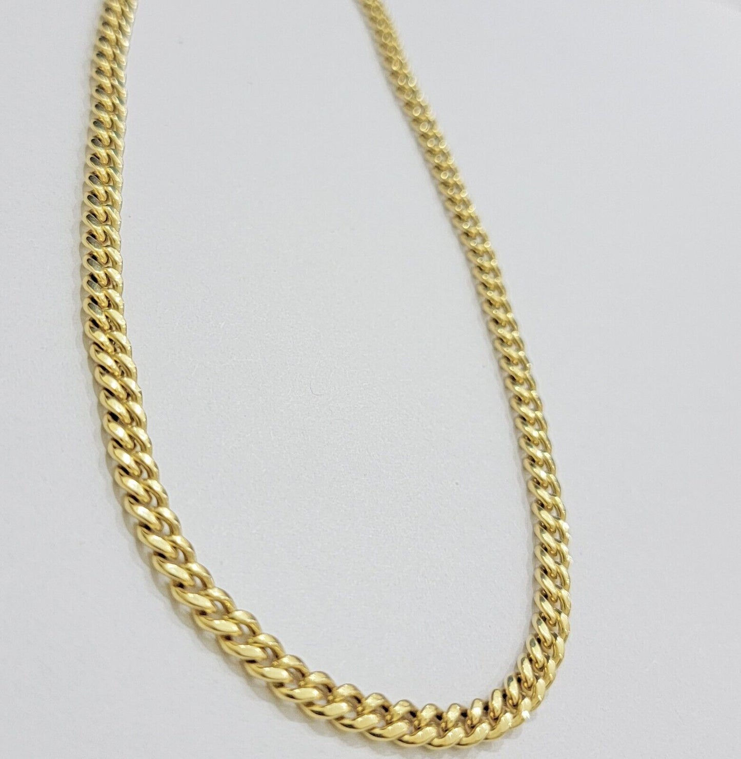 Real 10K Yellow Gold Chain Necklace Miami Cuban Link Chain 4.5mm 18" - 26'' Inch - Reva Jeweler