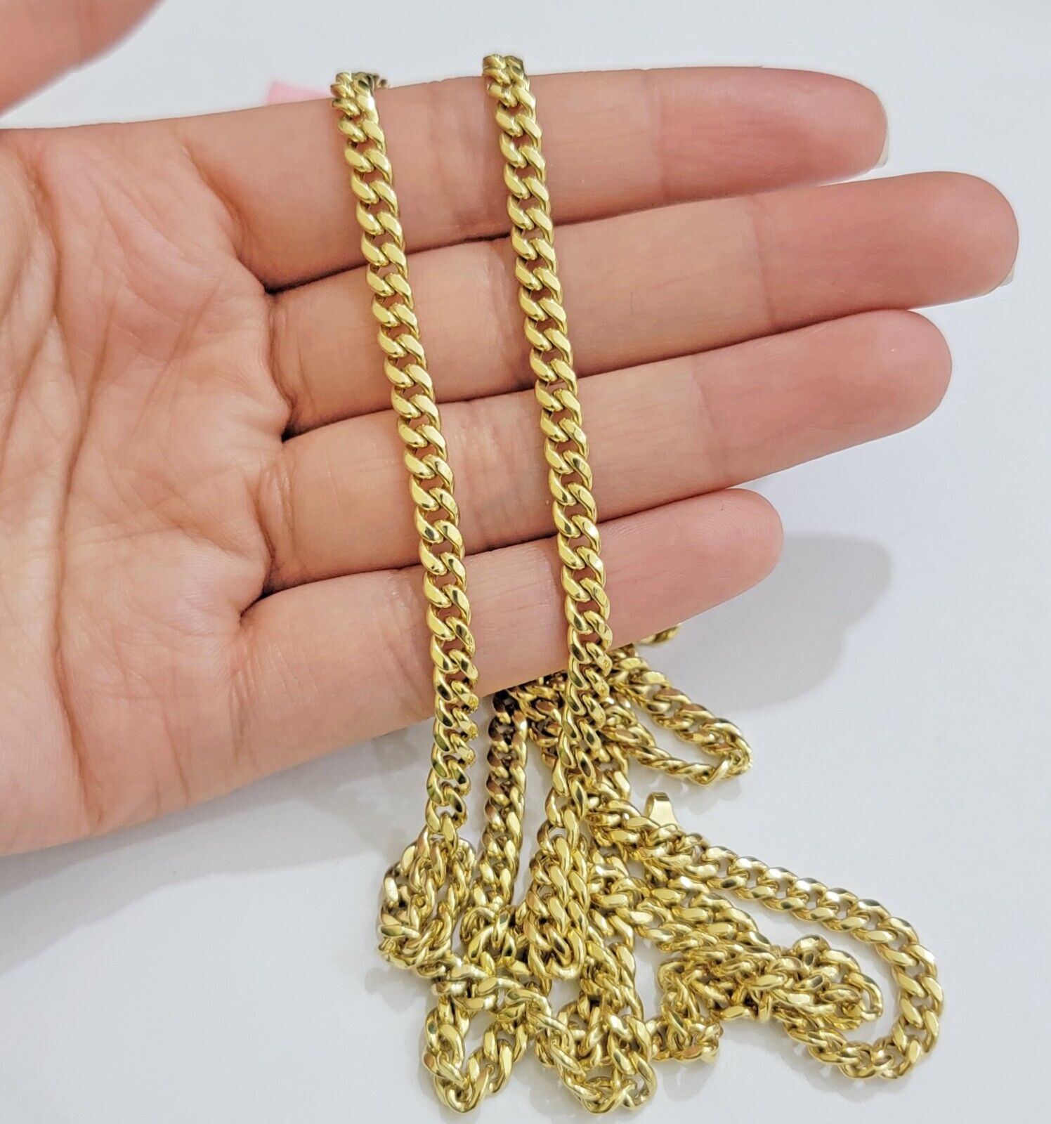 Real 10K Yellow Gold Chain Necklace Miami Cuban Link Chain 4.5mm 18" - 26'' Inch - Reva Jeweler
