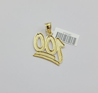REAL 10k Yellow Gold Charm 100 pendant With Diamond Cuts For Mens - Reva Jeweler