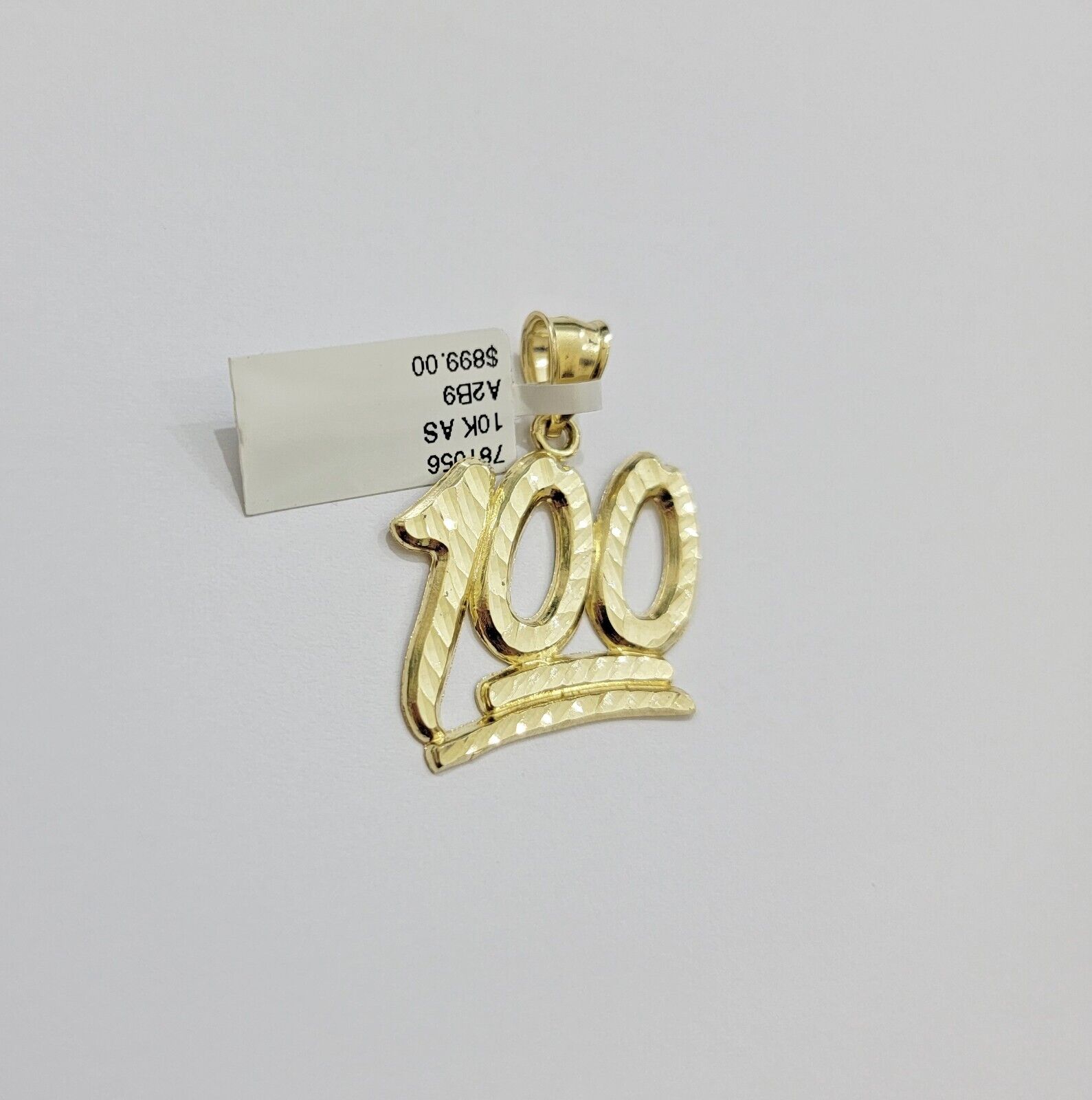REAL 10k Yellow Gold Charm 100 pendant With Diamond Cuts For Mens - Reva Jeweler