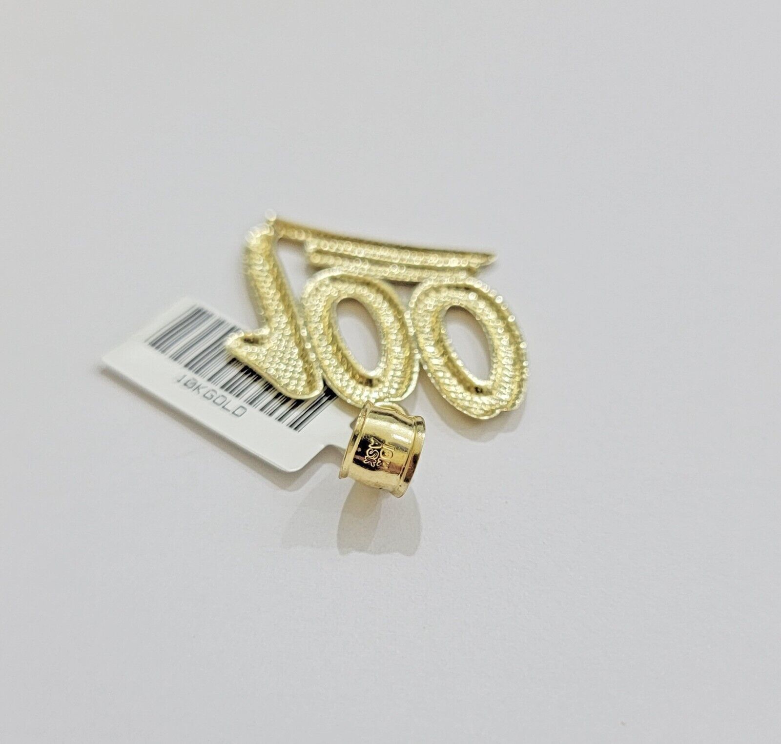 REAL 10k Yellow Gold Charm 100 pendant With Diamond Cuts For Mens - Reva Jeweler