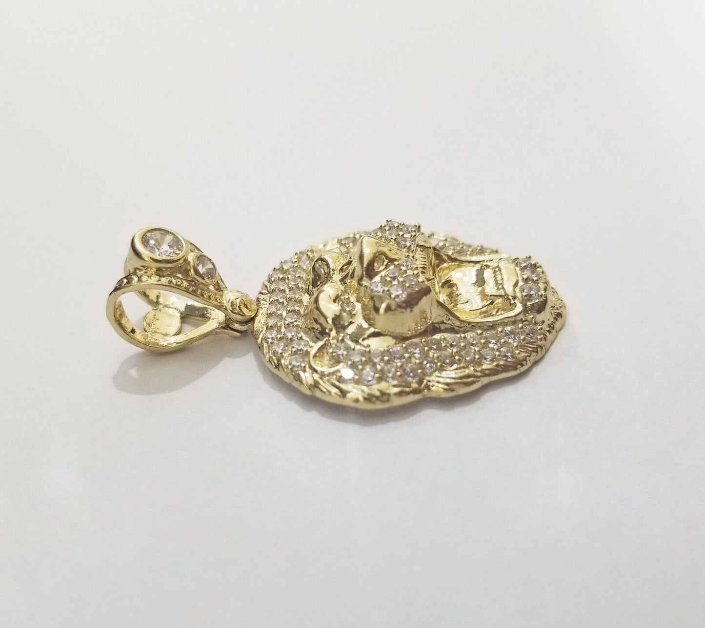 Real 10k Yellow Gold Charm Lion Head Pendant 10kt Gold - GoldenlinQ
