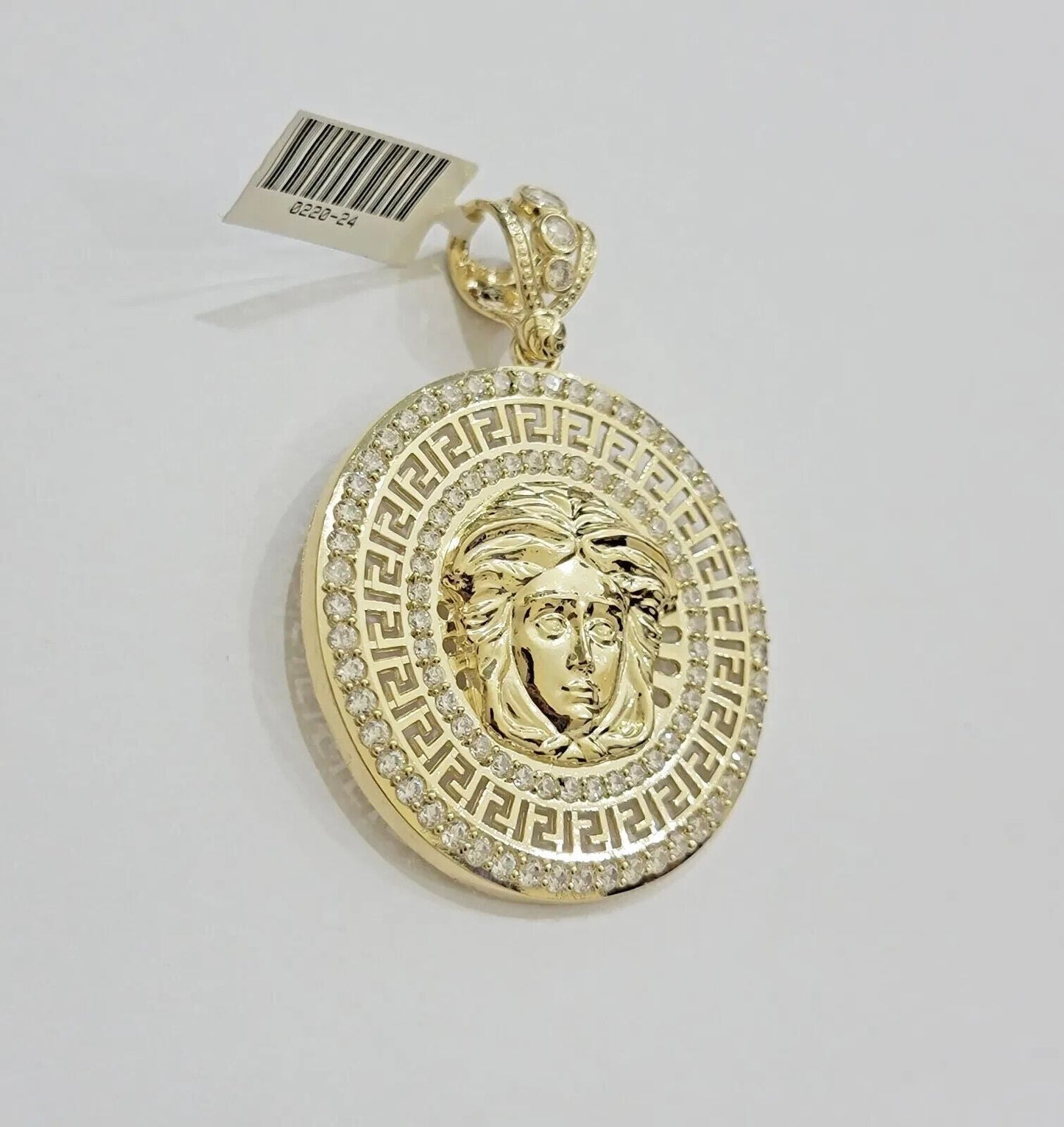 Real 10k Yellow Gold Charm Pendant Circular Round Head With Stones Unique Design - Reva Jeweler