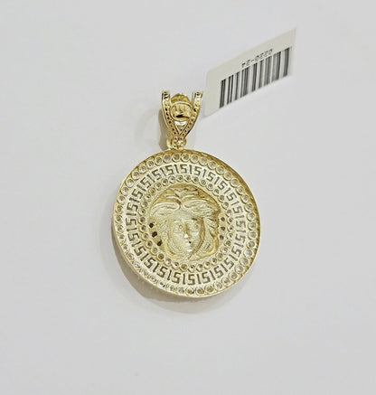 Real 10k Yellow Gold Charm Pendant Medusa Head 1.5" With Stones 10kt for Chain - Reva Jeweler
