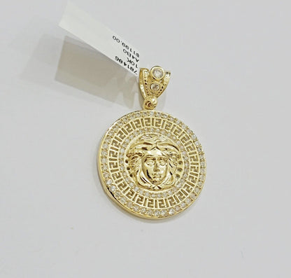 Real 10k Yellow Gold Charm Pendant Medusa Head 1.5" With Stones 10kt for Chain - Reva Jeweler