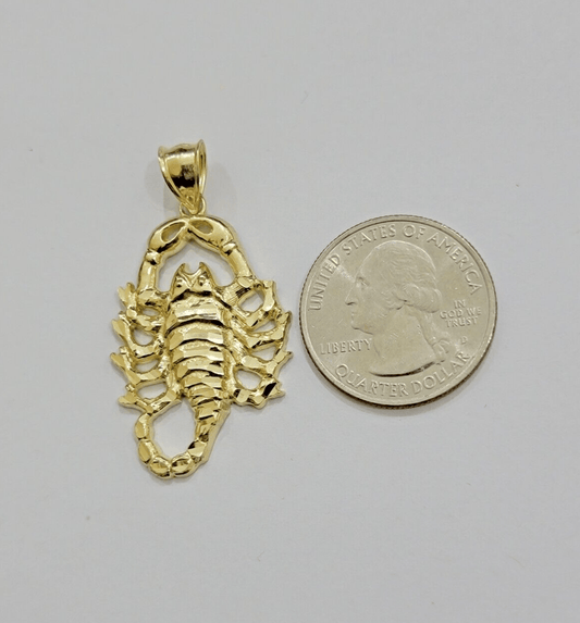 Real 10k Yellow Gold Charm Pendant Scorpio Zodiac Sign 10kt Genuine Men Women - Reva Jeweler