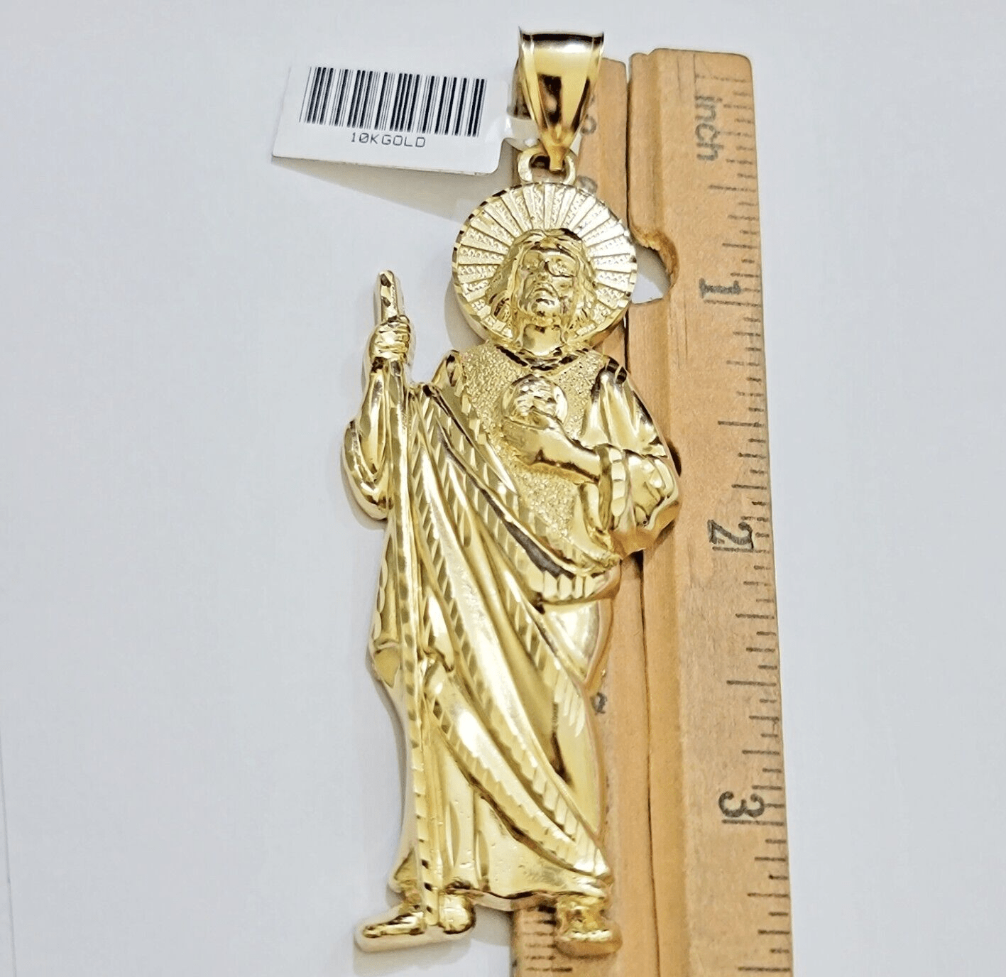 Real 10k Yellow Gold Charm Saint Juda Pendant Men's 5" Inch Jude the Apostle - Reva Jeweler