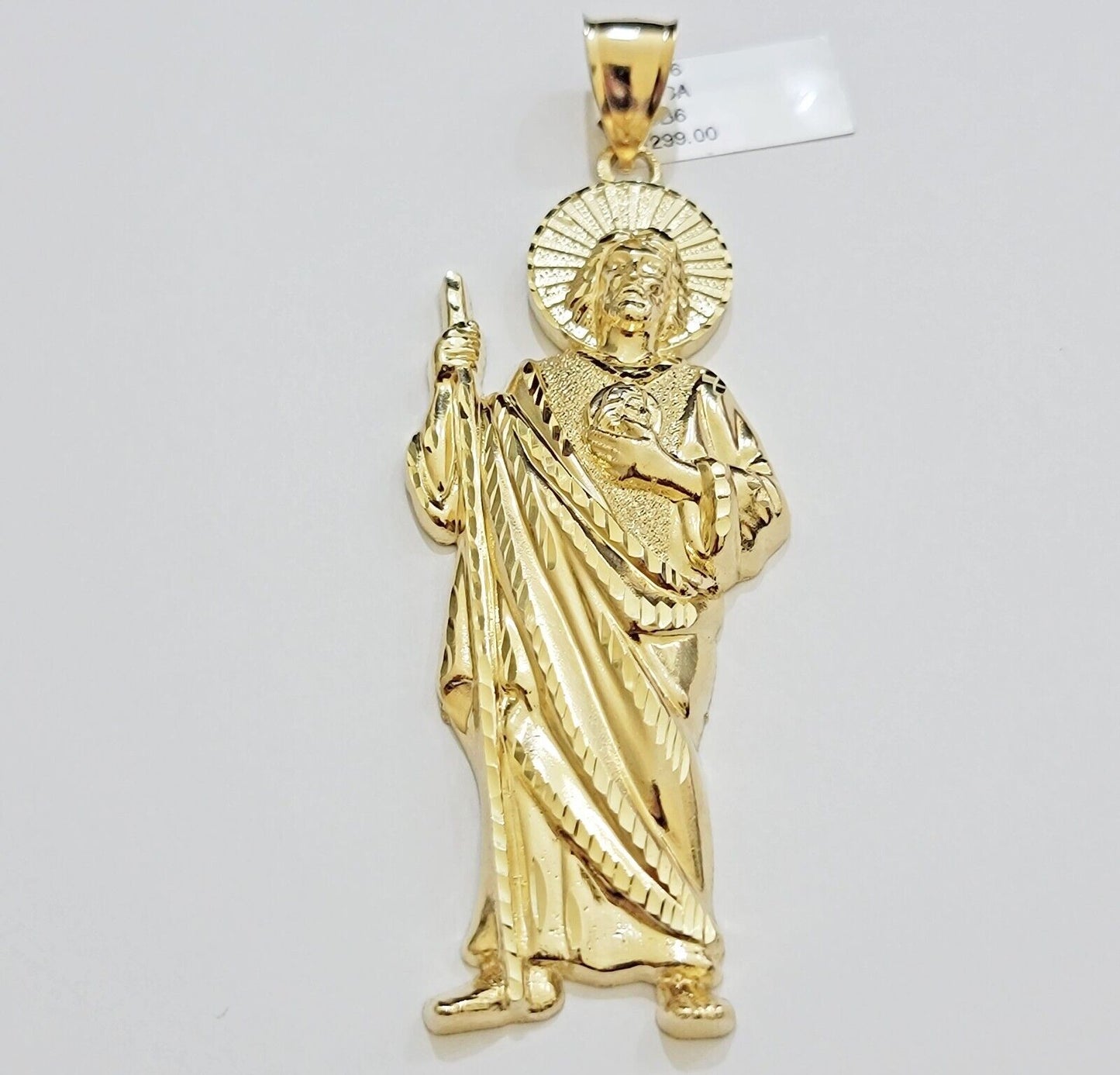 Real 10k Yellow Gold Charm Saint Juda Pendant Men's 5" Inch Jude the Apostle - Reva Jeweler