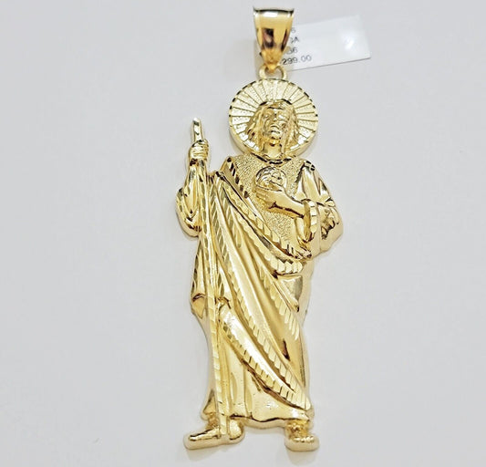 Real 10k Yellow Gold Charm Saint Juda Pendant Men's 5" Inch Jude the Apostle - Reva Jeweler